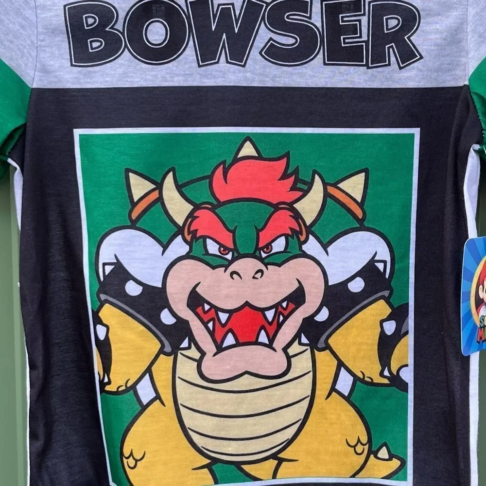 Boys Bowser & Sonic Short Sleeve Top & Sleep Pants Pajama 2, 2-Piece Sets Size S